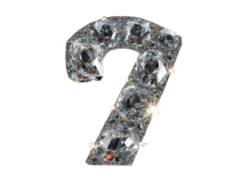 AI generated number seven made of diamond with transparent background png