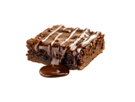 ai generiert ein Brownie mit Schokolade Nieselregen auf oben png