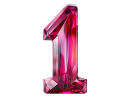 AI generated number one made of ruby with transparent background png