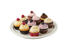 AI generated a plate of cupcake png