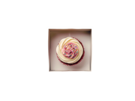 ai gegenereerd een doos van cupcakes Aan een transparant achtergrond png