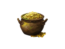 AI generated gold in a pot on a transparent background png