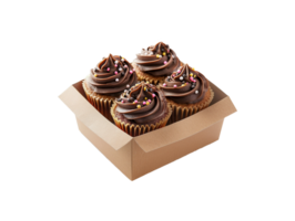 ai generiert ein Box von Cupcakes auf ein transparent Hintergrund png