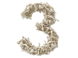 AI generated number three made of bones png