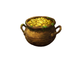 AI generated gold in a pot on a transparent background png