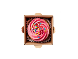 ai generiert ein Box von Cupcakes auf ein transparent Hintergrund png