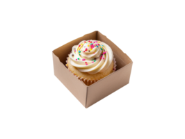 ai gegenereerd een doos van cupcakes Aan een transparant achtergrond png