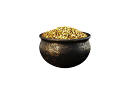 AI generated gold in a pot on a transparent background png