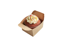 ai gegenereerd een doos van cupcakes Aan een transparant achtergrond png