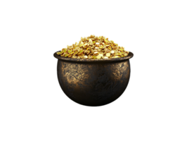 AI generated gold in a pot on a transparent background png