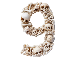 AI generated number nine made of bones png