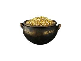 AI generated gold in a pot on a transparent background png