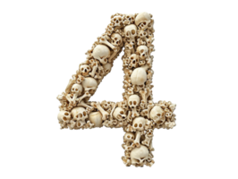 AI generated number four made of bones png