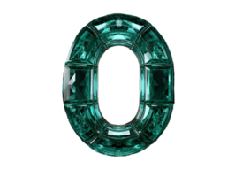 AI generated number zero made of emerald with transparent background png