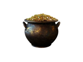 AI generated gold in a pot on a transparent background png