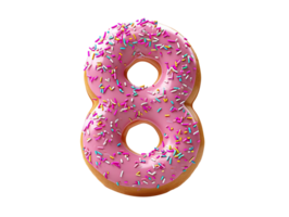AI generated a pink doughnut number eight on a transparent background png