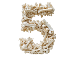 AI generated number five made of bones png