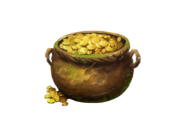 AI generated gold in a pot on a transparent background png