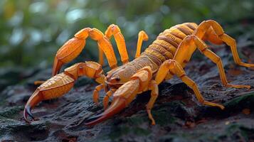 AI generated Scorpion moving across sand photo