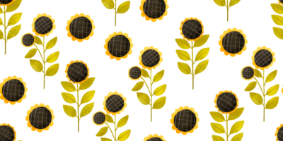 Sunflower seamless pattern. Botanical endless background. Summer hand drawn illustration png