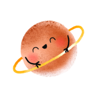 Cosmic planet with eyes and hands. Outer space. Cute illustration. Isolated element png