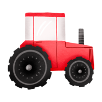 Cartoon red tractor. Children's agricultural transport. Farm. Cute hand drawn illustration on isolated background. png