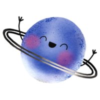 Cosmic planet with eyes and hands. Outer space. Cute illustration. Isolated element png