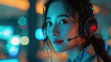 AI generated Woman Wearing Headset With Microphone photo