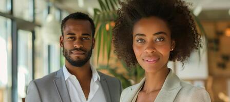 ai generado hombre y mujer en negocio atuendo foto