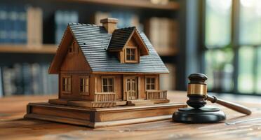 AI generated Wooden House With Judges Gavel photo