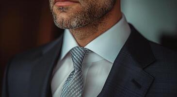 AI generated Close Up of a Man Wearing Suit and Tie photo