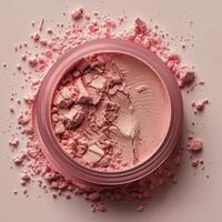 AI generated Close Up of Pink Powder on Pink Surface photo