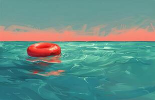 AI generated Life Preserver Floating in Water photo