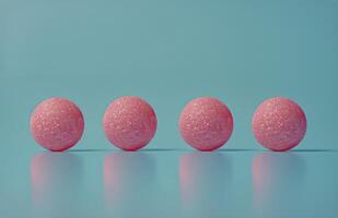 ai generado Tres rosado y azul pastillas en un rosado y azul antecedentes foto