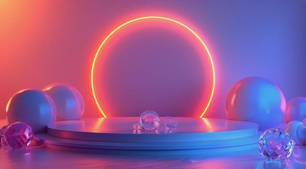 AI generated Circular Light and Round Object in Room photo