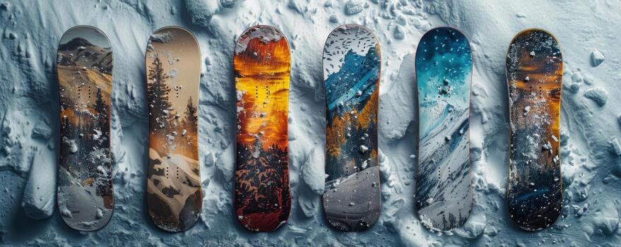 AI generated Row of Skis on Snow-Covered Ground photo