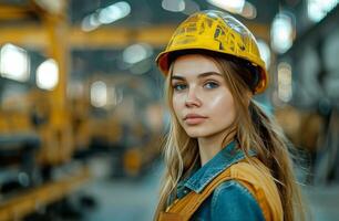 ai generado mujer vistiendo amarillo cabeza bufanda y delantal foto