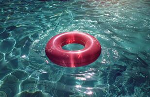 ai generado rojo anillo flotante en agua foto