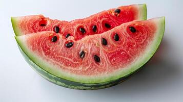 AI generated Slice of Watermelon on White Background photo