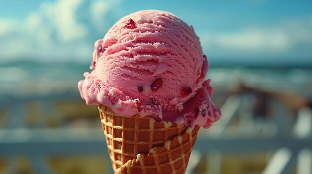 AI generated A Scoop of Ice Cream in a Waffle Cone photo