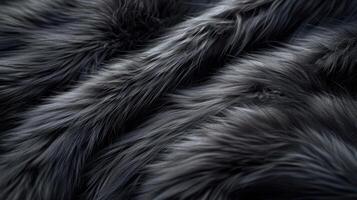 AI generated Close Up of Black Fur Texture photo