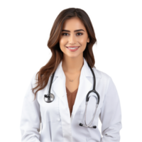 AI generated A female doctor with a stethoscope isolated on transparent background png