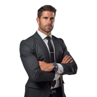 AI generated A businessman with suit transparent background png