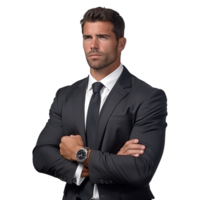 AI generated A businessman with suit transparent background png