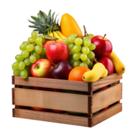 ai generiert Früchte im hölzern Box isoliert auf transparent Hintergrund png