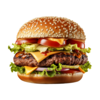 ai generiert frisch Burger isoliert auf transparent Hintergrund png