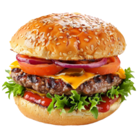 ai gegenereerd vers hamburger geïsoleerd Aan transparant achtergrond PNG