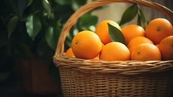 AI generated Oranges with a touch of nostalgia in a basket photo