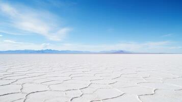 ai generado un vasto sal plano con un blanco superficie y un azul cielo foto