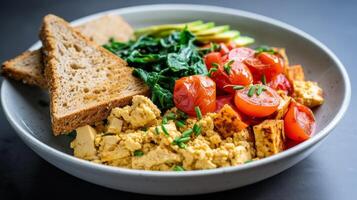 AI generated Vegan breakfast delight with flavorful tofu scramble photo